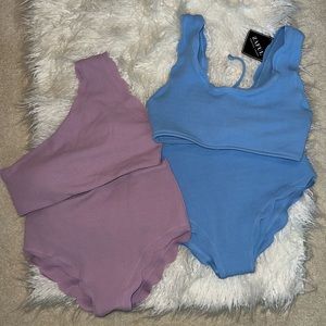 NWTs Bundle of 2 ZAFUL Modest high waisted scalloped bikinis Size M